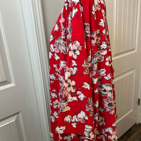 ROZ & ALI Woman Floral Print Red Kimono Cardigan Style Top 3X - Picture 4 of 6